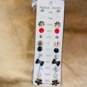 Fashion Jewelry Set - Black, Red, Gold Earrings